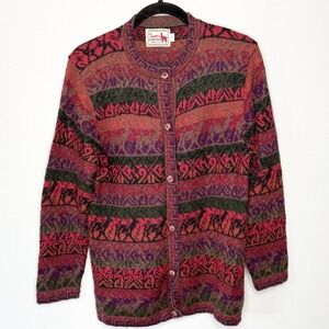 The Alpaca Connection Handmade Peru Alpaca Wool Llama Cardigan Sweater Size‎ M